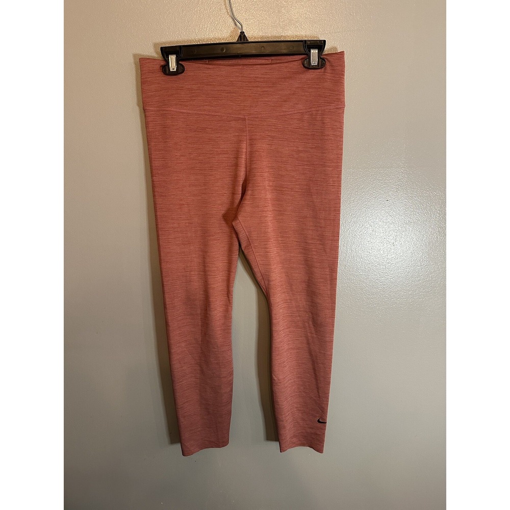 Nike Dri Fit Cropped Leggings Coral Pink Heathered‎ Athletic Workout Size L